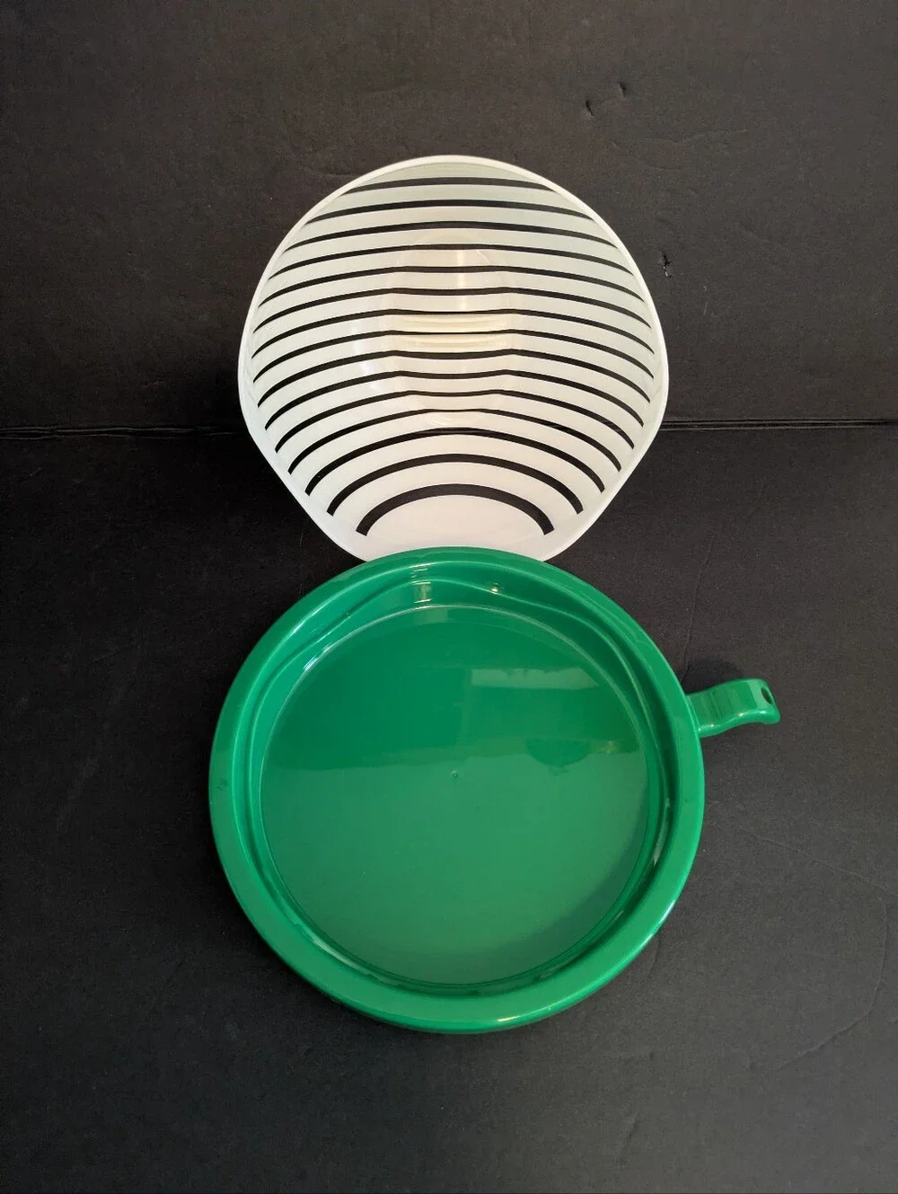 Salad Cutter Bowl Green Plastic Bamboo Board
